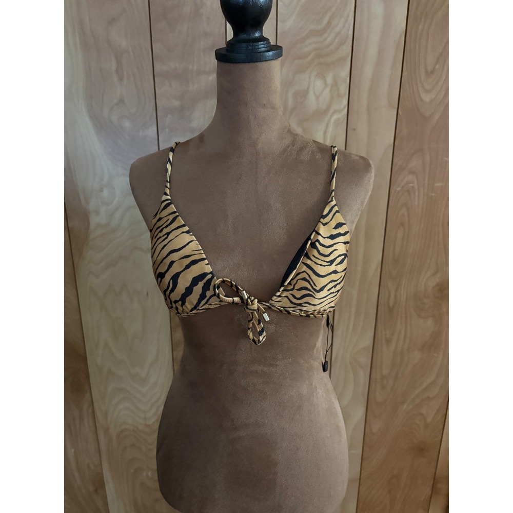 ViX Paula Hermanny Tiger Print Triangle Bikini Top Size Small S NWOT